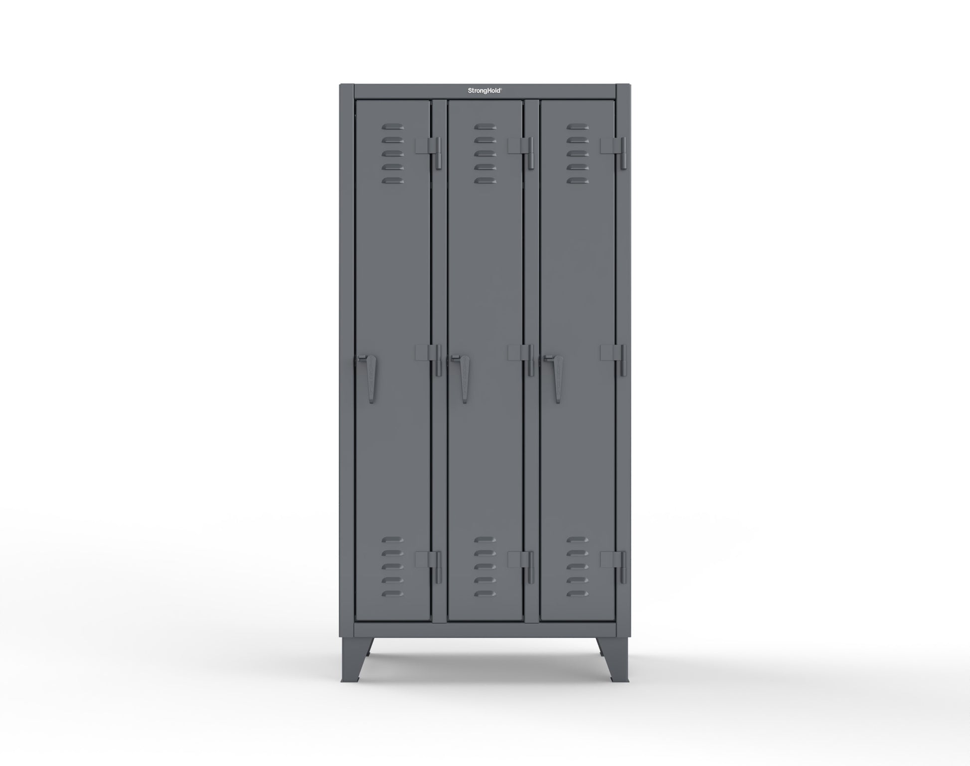Extreme Duty 12 GA Single-Tier Locker with 3 Compartments, Louvered Doors, Wardrobe Rod - 38 in. W x 18in. D x 78 in. H - 36-18-1TSL-7024