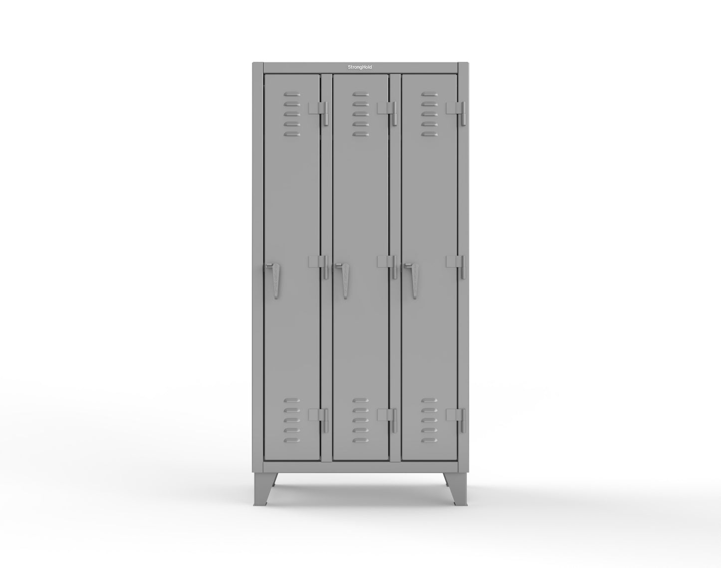 Extreme Duty 12 GA Single-Tier Locker with 3 Compartments, Louvered Doors, Wardrobe Rod - 38 in. W x 18in. D x 78 in. H - 36-18-1TSL-7037