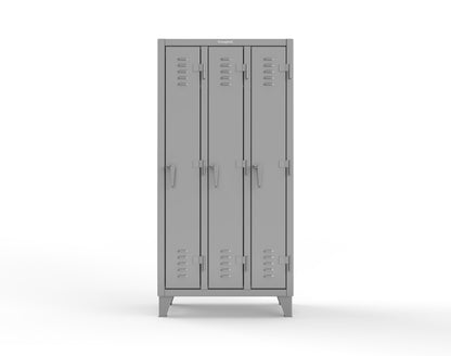 Extreme Duty 12 GA Single-Tier Locker with 3 Compartments, Louvered Doors, Wardrobe Rod - 38 in. W x 18in. D x 78 in. H - 36-18-1TSL-7037