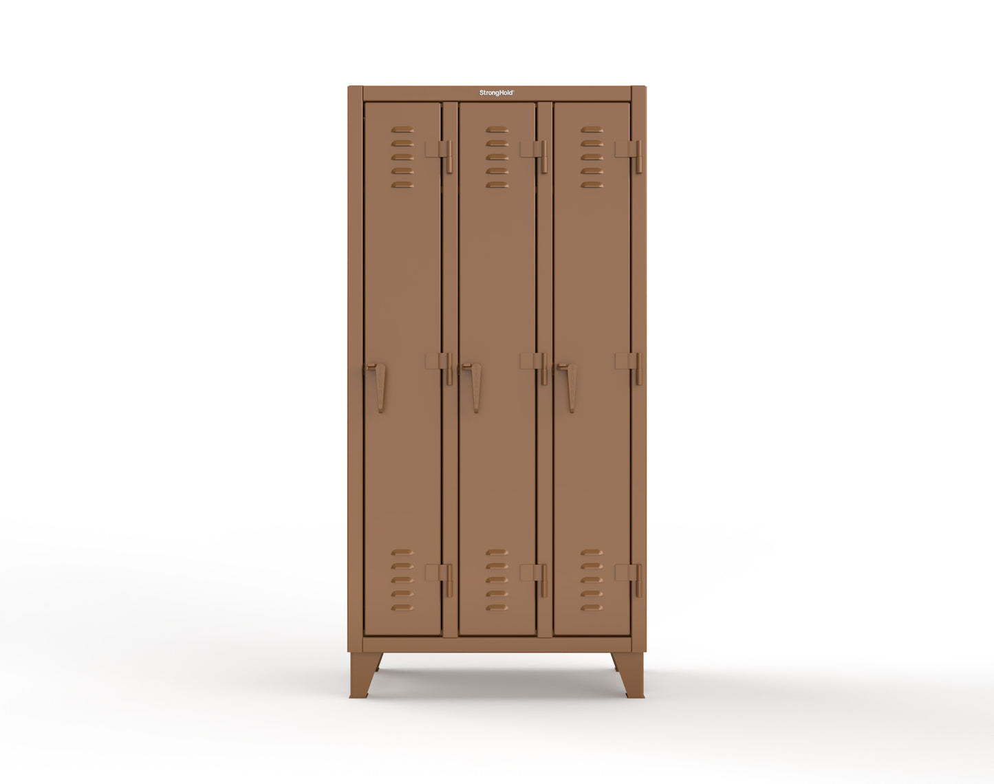 Extreme Duty 12 GA Single-Tier Locker with 3 Compartments, Louvered Doors, Wardrobe Rod - 38 in. W x 18in. D x 78 in. H - 36-18-1TSL-8025