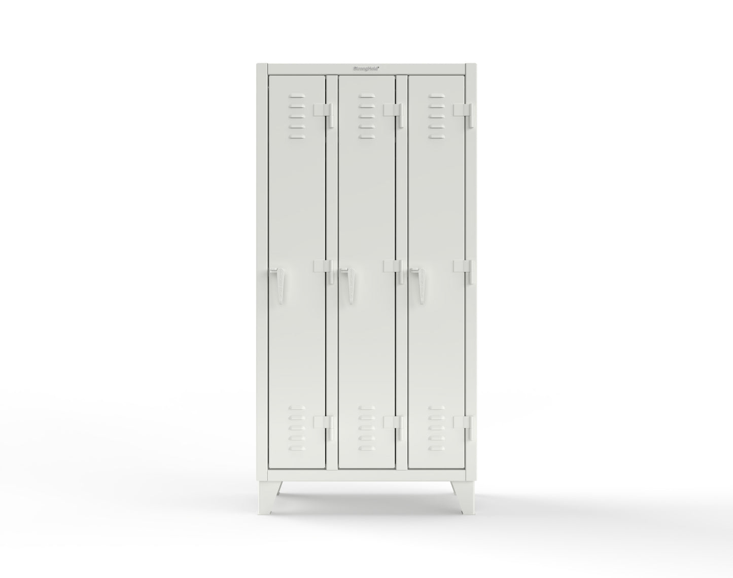 Extreme Duty 12 GA Single-Tier Locker with 3 Compartments, Louvered Doors, Wardrobe Rod - 38 in. W x 18in. D x 78 in. H - 36-18-1TSL-9003
