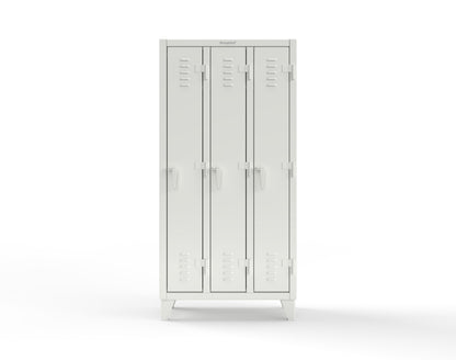 Extreme Duty 12 GA Single-Tier Locker with 3 Compartments, Louvered Doors, Wardrobe Rod - 38 in. W x 18in. D x 78 in. H - 36-18-1TSL-9003