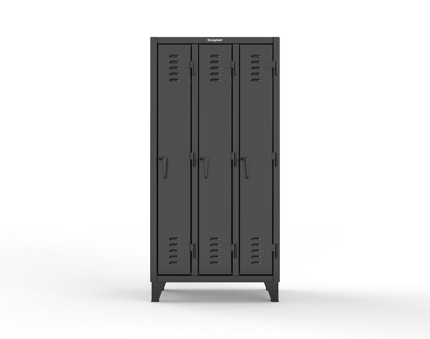 Extreme Duty 12 GA Single-Tier Locker with 3 Compartments, Louvered Doors, Wardrobe Rod - 38 in. W x 18in. D x 78 in. H - 36-18-1TSL-9005