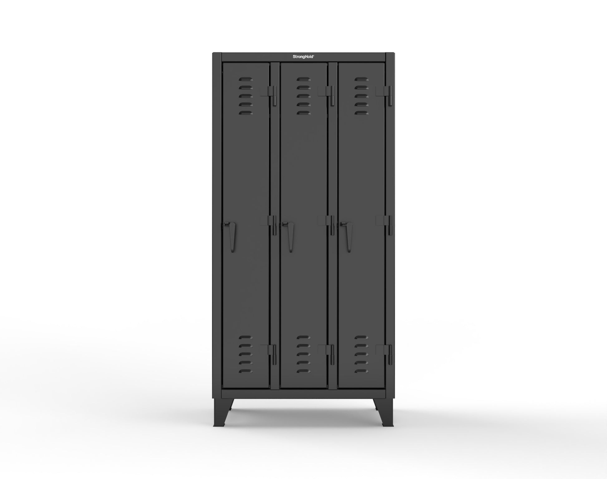 Extreme Duty 12 GA Single-Tier Locker with 3 Compartments, Louvered Doors, Wardrobe Rod - 38 in. W x 18in. D x 78 in. H - 36-18-1TSL-9005