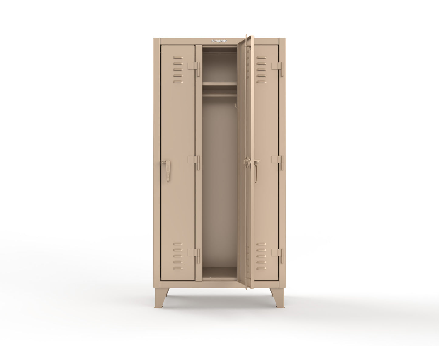 Extreme Duty 12 GA Single-Tier Locker with 3 Compartments, Louvered Doors, Wardrobe Rod - 38 in. W x 18in. D x 78 in. H - 36-18-1TSL-1019