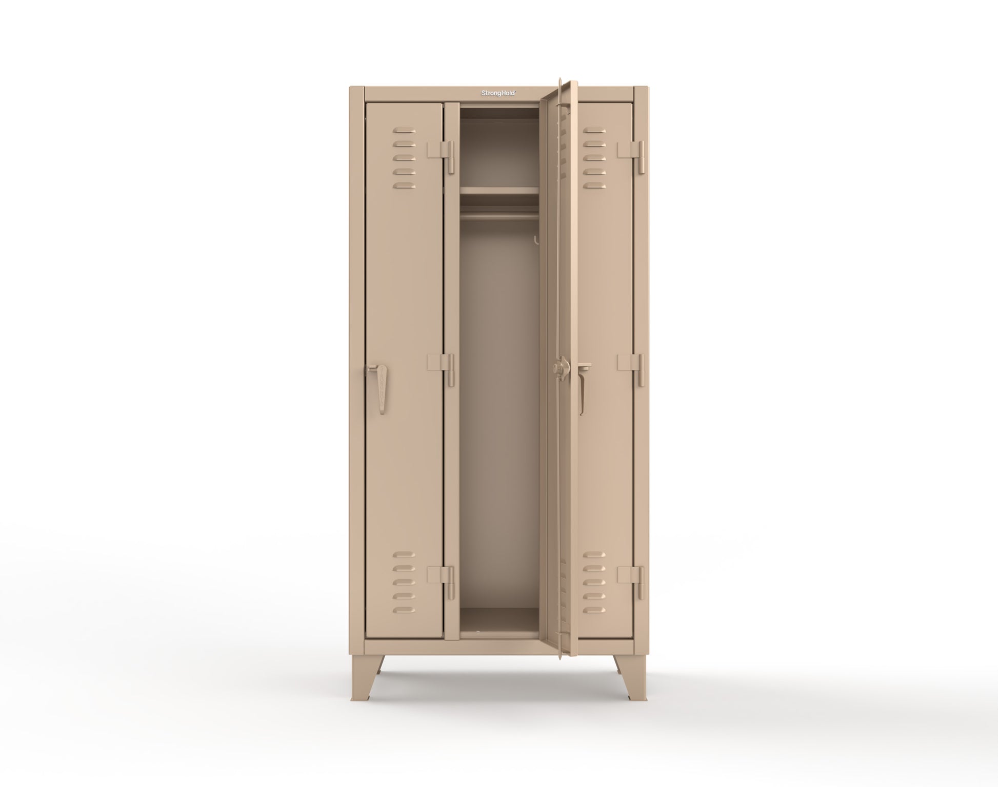 Extreme Duty 12 GA Single-Tier Locker with 3 Compartments, Louvered Doors, Wardrobe Rod - 38 in. W x 18in. D x 78 in. H - 36-18-1TSL-1019