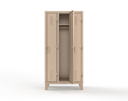 Extreme Duty 12 GA Single-Tier Locker with 3 Compartments, Louvered Doors, Wardrobe Rod - 38 in. W x 18in. D x 78 in. H - 36-18-1TSL-1019