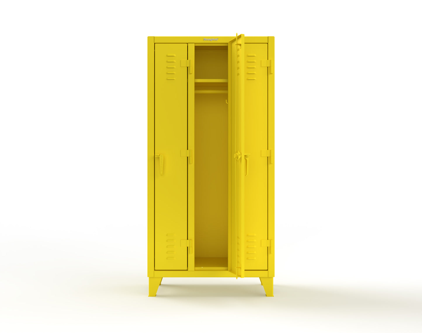 Extreme Duty 12 GA Single-Tier Locker with 3 Compartments, Louvered Doors, Wardrobe Rod - 38 in. W x 18in. D x 78 in. H - 36-18-1TSL-1023