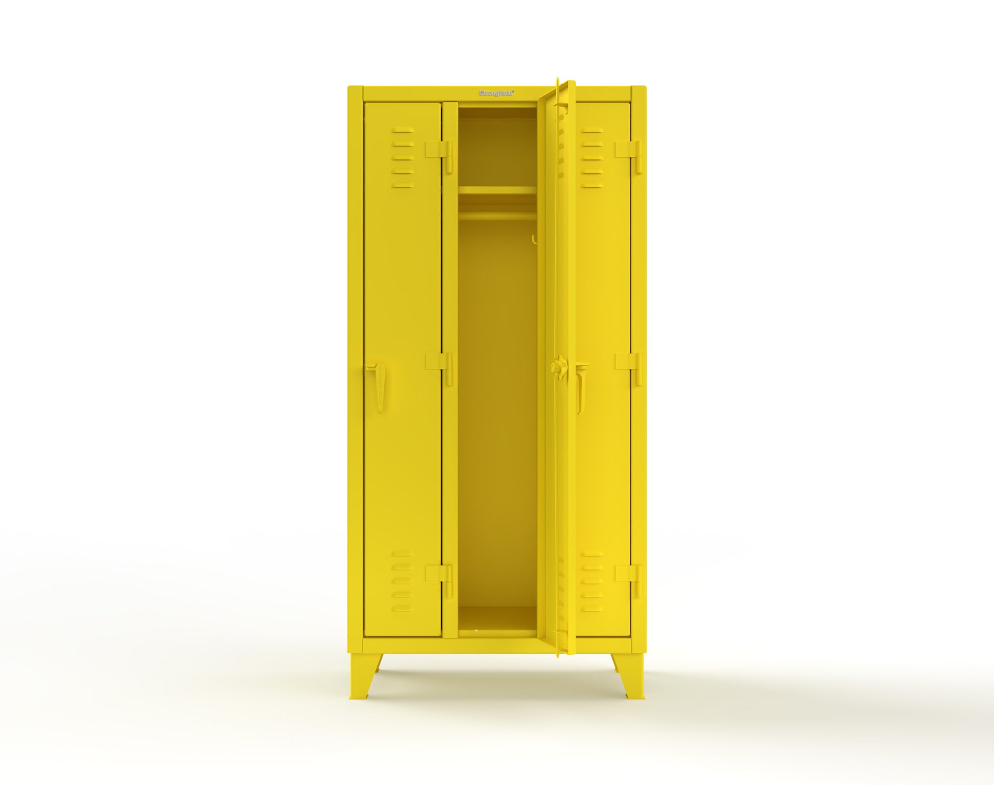 Extreme Duty 12 GA Single-Tier Locker with 3 Compartments, Louvered Doors, Wardrobe Rod - 38 in. W x 18in. D x 78 in. H - 36-18-1TSL-1023