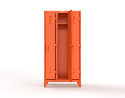 Extreme Duty 12 GA Single-Tier Locker with 3 Compartments, Louvered Doors, Wardrobe Rod - 38 in. W x 18in. D x 78 in. H - 36-18-1TSL-2004
