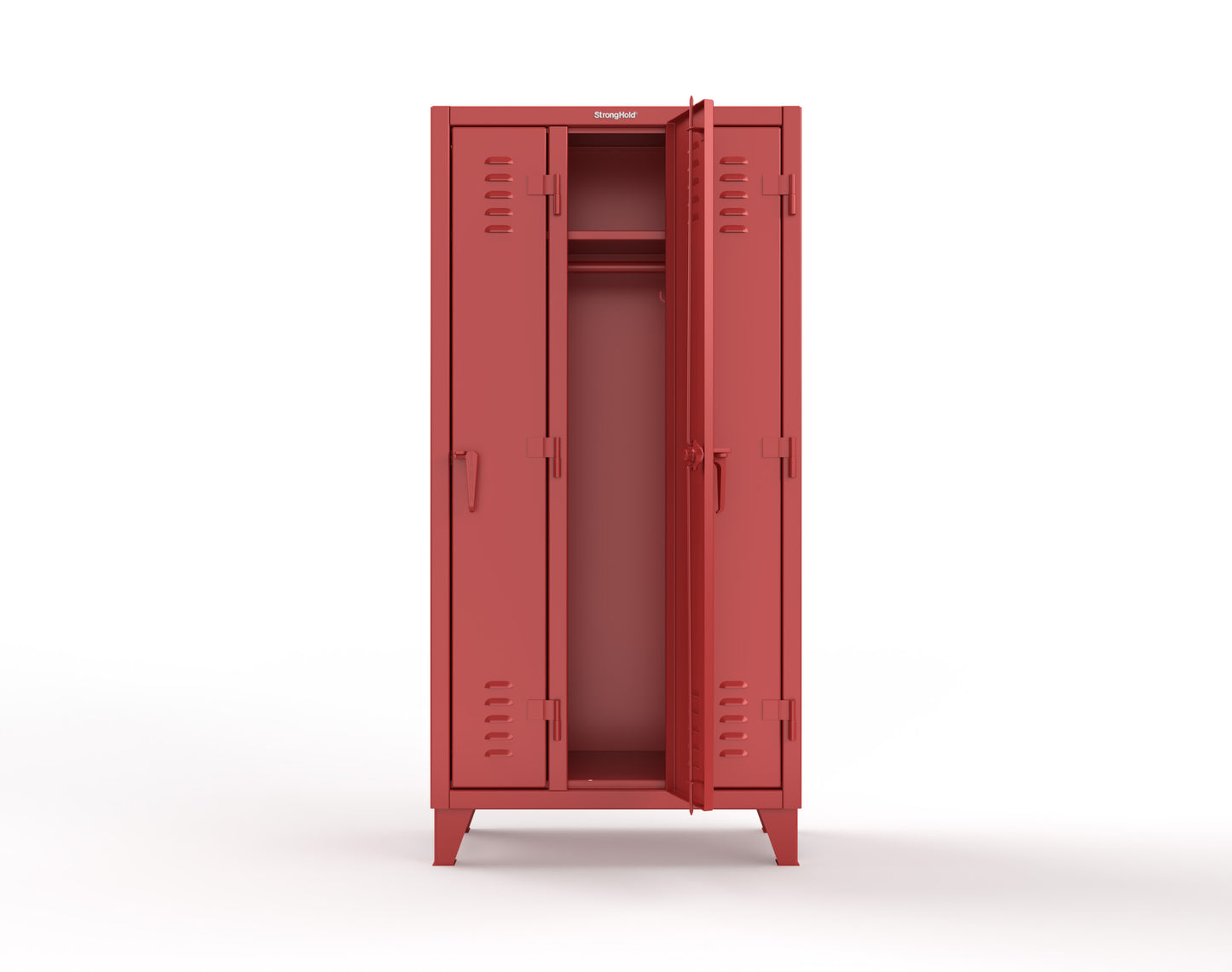 Extreme Duty 12 GA Single-Tier Locker with 3 Compartments, Louvered Doors, Wardrobe Rod - 38 in. W x 18in. D x 78 in. H - 36-18-1TSL-3001