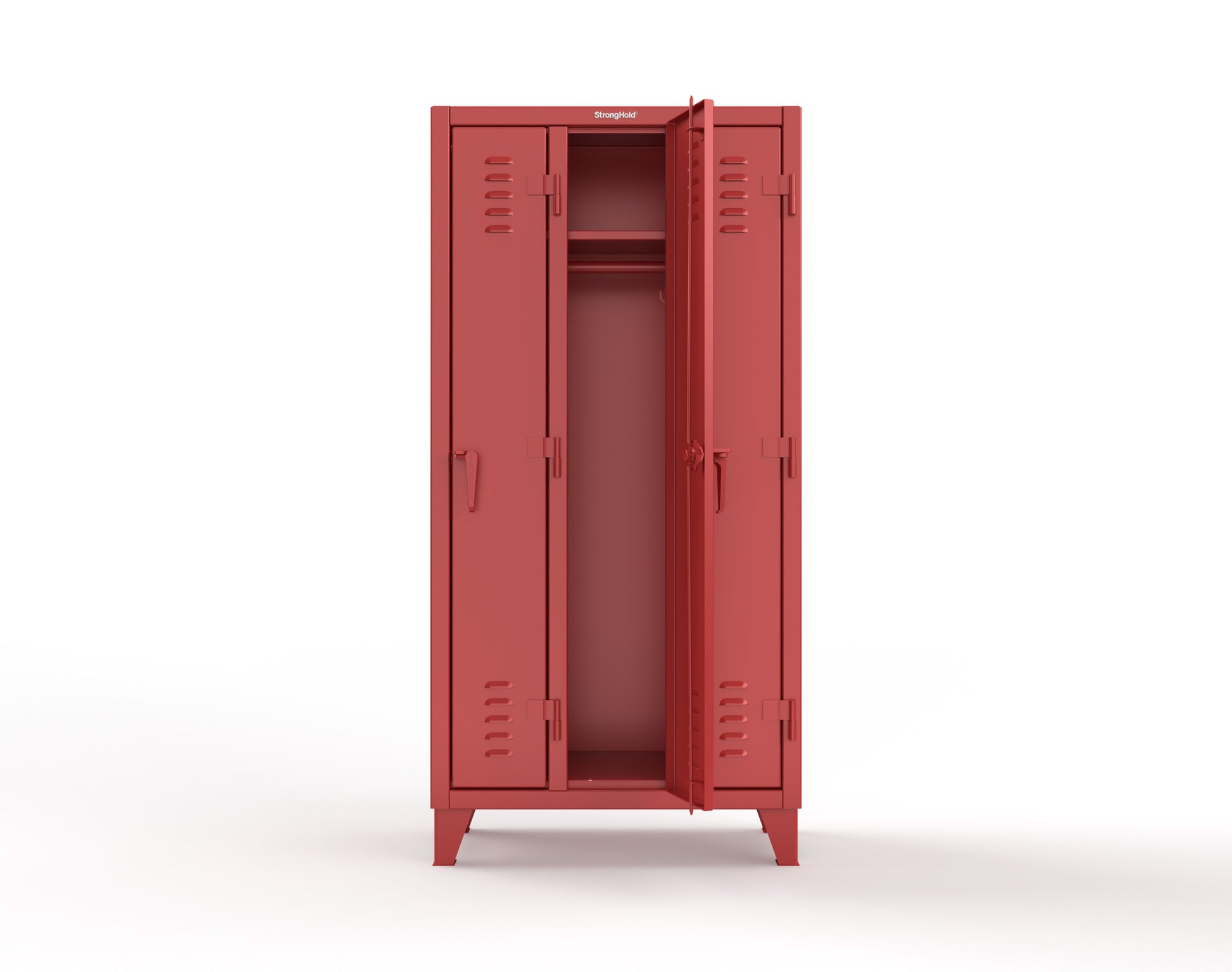 Extreme Duty 12 GA Single-Tier Locker with 3 Compartments, Louvered Doors, Wardrobe Rod - 38 in. W x 18in. D x 78 in. H - 36-18-1TSL-3001