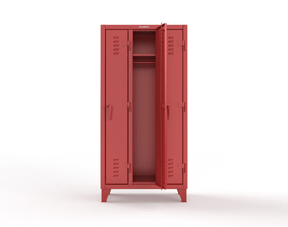 Extreme Duty 12 GA Single-Tier Locker with 3 Compartments, Louvered Doors, Wardrobe Rod - 38 in. W x 18in. D x 78 in. H - 36-18-1TSL-3001