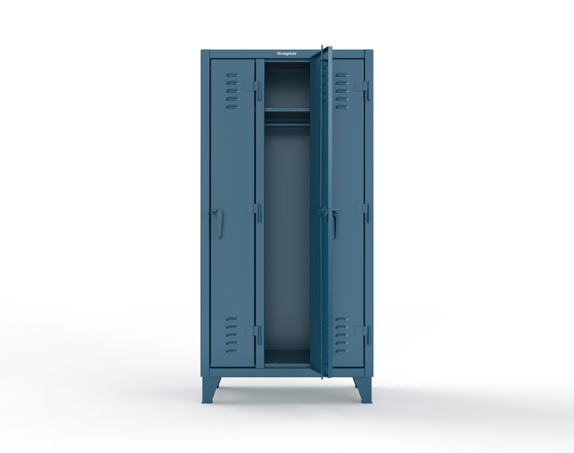 Extreme Duty 12 GA Single-Tier Locker with 3 Compartments, Louvered Doors, Wardrobe Rod - 38 in. W x 18in. D x 78 in. H - 36-18-1TSL-5010