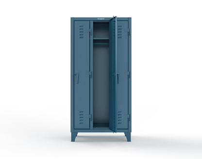 Extreme Duty 12 GA Single-Tier Locker with 3 Compartments, Louvered Doors, Wardrobe Rod - 38 in. W x 18in. D x 78 in. H - 36-18-1TSL-5010