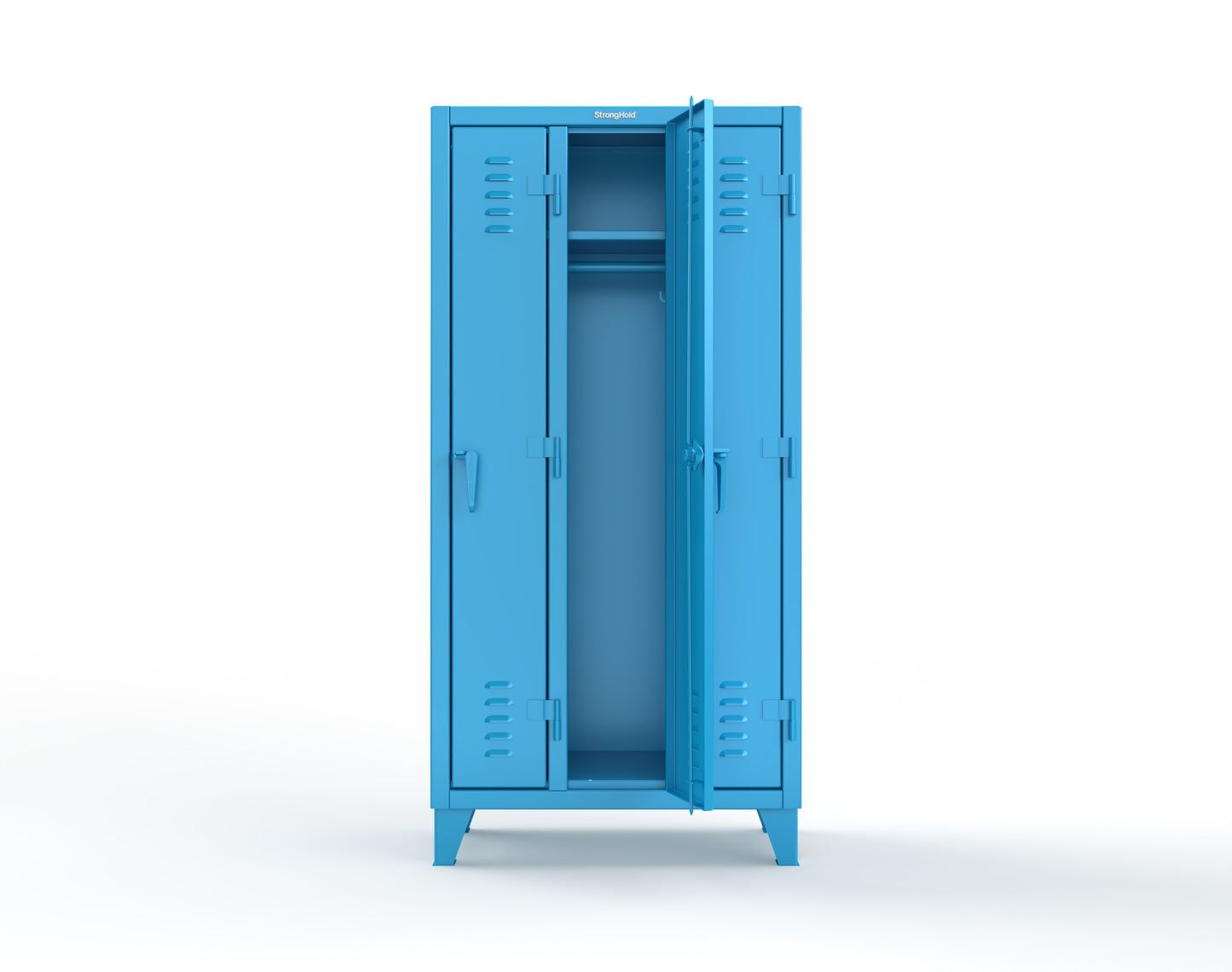 Extreme Duty 12 GA Single-Tier Locker with 3 Compartments, Louvered Doors, Wardrobe Rod - 38 in. W x 18in. D x 78 in. H - 36-18-1TSL-5012