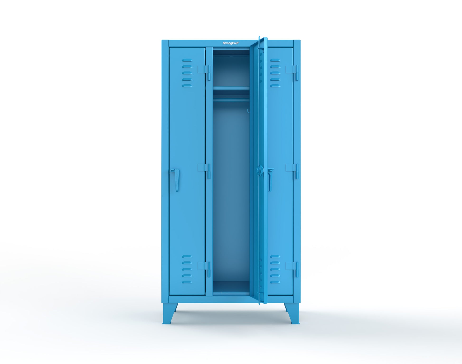 Extreme Duty 12 GA Single-Tier Locker with 3 Compartments, Louvered Doors, Wardrobe Rod - 38 in. W x 18in. D x 78 in. H - 36-18-1TSL-5012