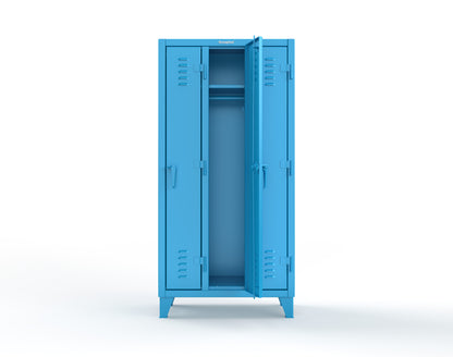 Extreme Duty 12 GA Single-Tier Locker with 3 Compartments, Louvered Doors, Wardrobe Rod - 38 in. W x 18in. D x 78 in. H - 36-18-1TSL-5012