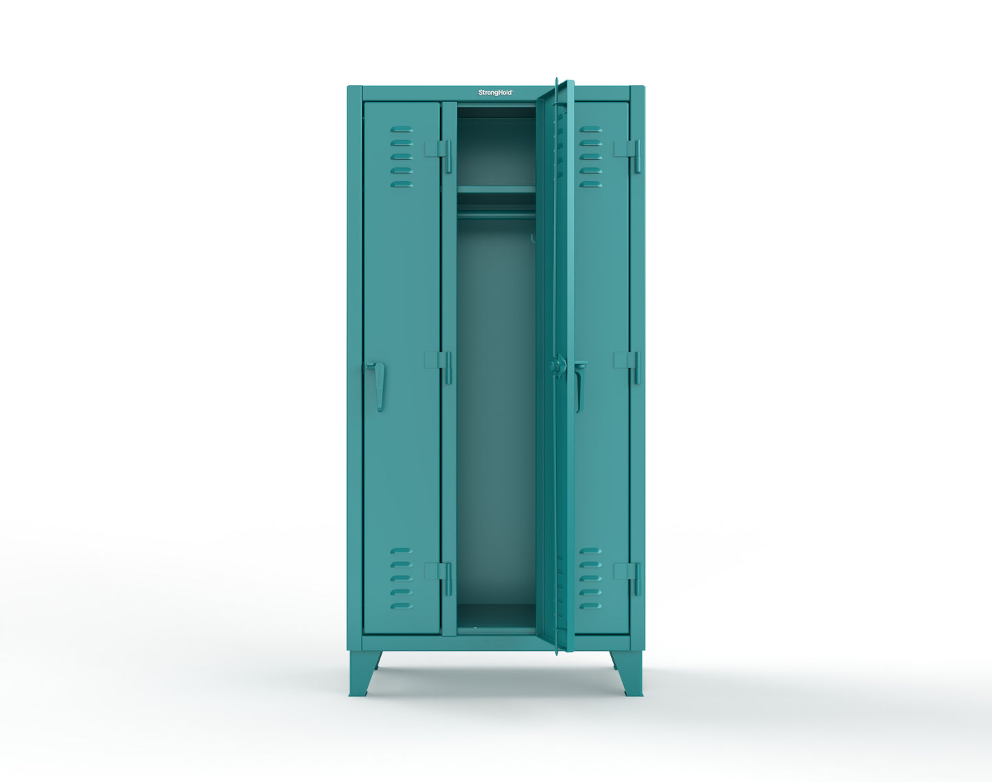 Extreme Duty 12 GA Single-Tier Locker with 3 Compartments, Louvered Doors, Wardrobe Rod - 38 in. W x 18in. D x 78 in. H - 36-18-1TSL-5021