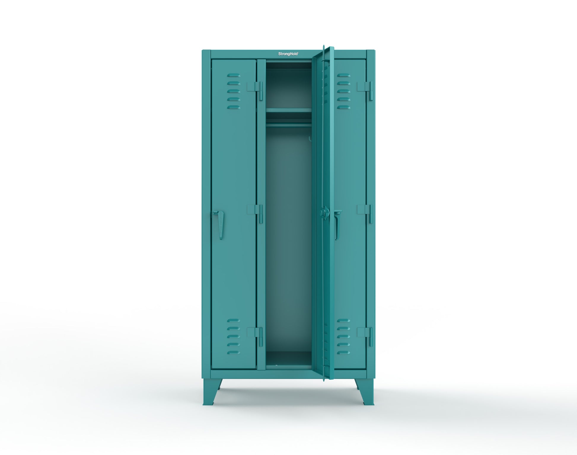 Extreme Duty 12 GA Single-Tier Locker with 3 Compartments, Louvered Doors, Wardrobe Rod - 38 in. W x 18in. D x 78 in. H - 36-18-1TSL-5021