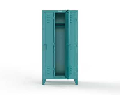 Extreme Duty 12 GA Single-Tier Locker with 3 Compartments, Louvered Doors, Wardrobe Rod - 38 in. W x 18in. D x 78 in. H - 36-18-1TSL-5021