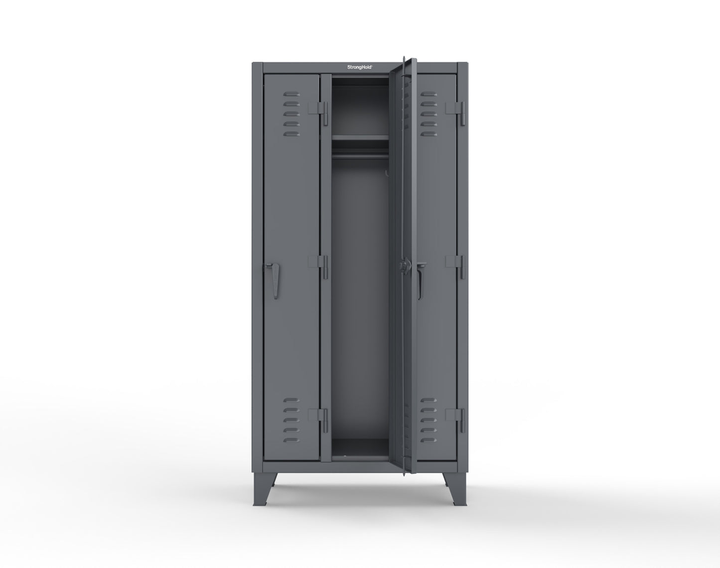 Extreme Duty 12 GA Single-Tier Locker with 3 Compartments, Louvered Doors, Wardrobe Rod - 38 in. W x 18in. D x 78 in. H - 36-18-1TSL-7024