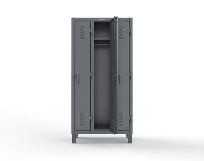 Extreme Duty 12 GA Single-Tier Locker with 3 Compartments, Louvered Doors, Wardrobe Rod - 38 in. W x 18in. D x 78 in. H - 36-18-1TSL-7024