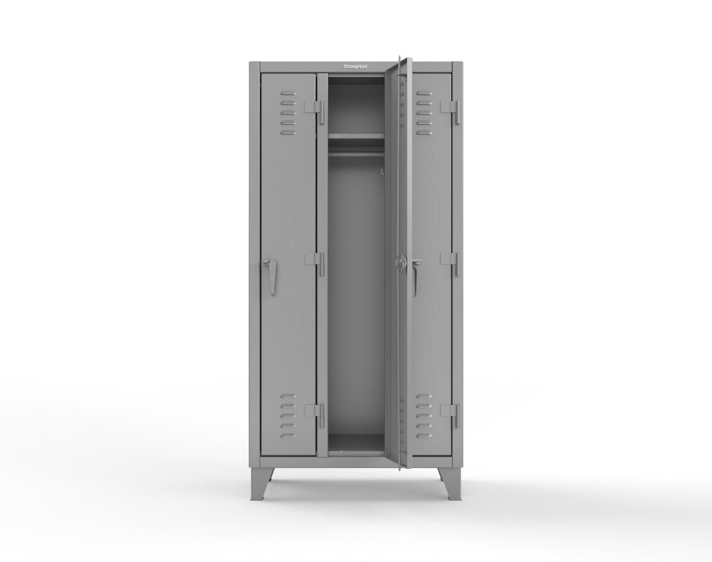 Extreme Duty 12 GA Single-Tier Locker with 3 Compartments, Louvered Doors, Wardrobe Rod - 38 in. W x 18in. D x 78 in. H - 36-18-1TSL-7037