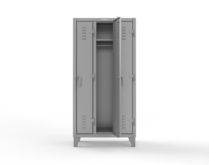 Extreme Duty 12 GA Single-Tier Locker with 3 Compartments, Louvered Doors, Wardrobe Rod - 38 in. W x 18in. D x 78 in. H - 36-18-1TSL-7037