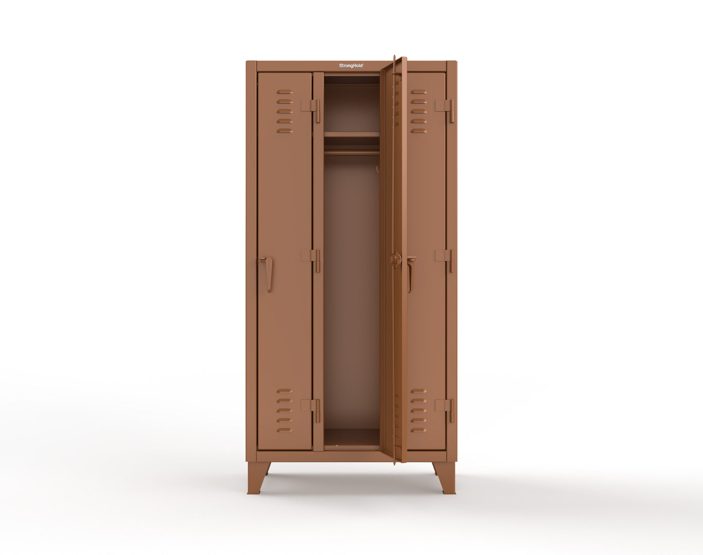 Extreme Duty 12 GA Single-Tier Locker with 3 Compartments, Louvered Doors, Wardrobe Rod - 38 in. W x 18in. D x 78 in. H - 36-18-1TSL-8025