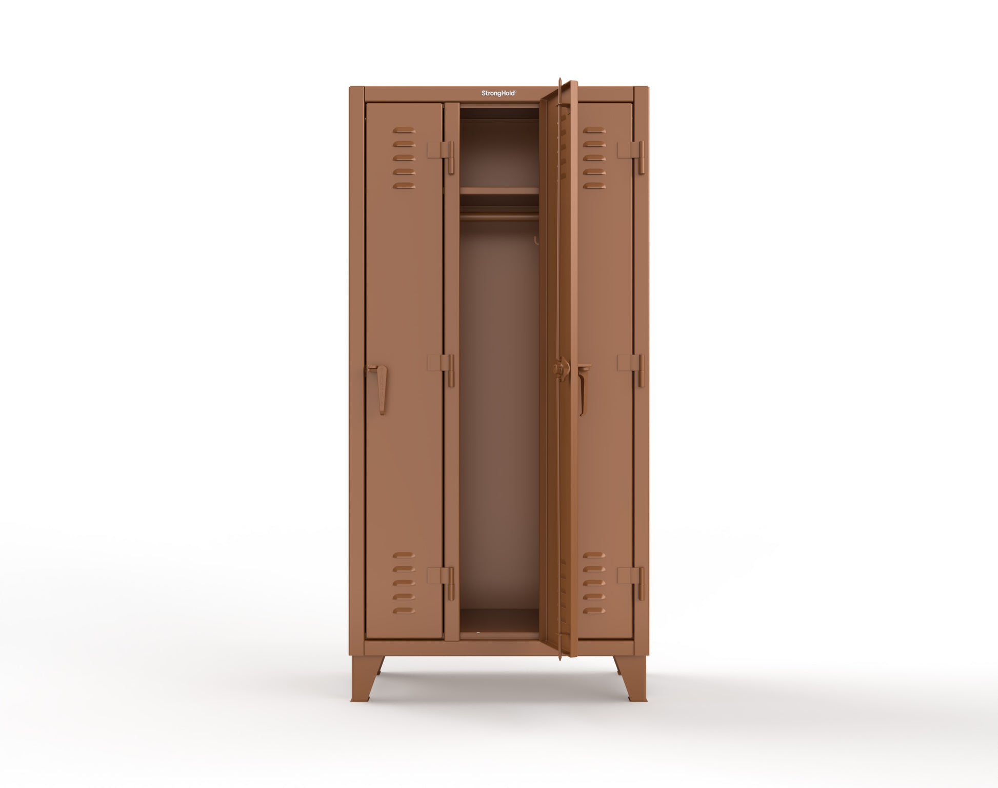 Extreme Duty 12 GA Single-Tier Locker with 3 Compartments, Louvered Doors, Wardrobe Rod - 38 in. W x 18in. D x 78 in. H - 36-18-1TSL-8025