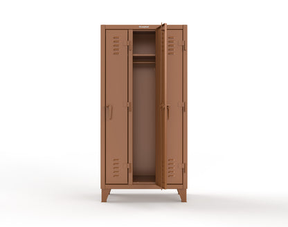 Extreme Duty 12 GA Single-Tier Locker with 3 Compartments, Louvered Doors, Wardrobe Rod - 38 in. W x 18in. D x 78 in. H - 36-18-1TSL-8025