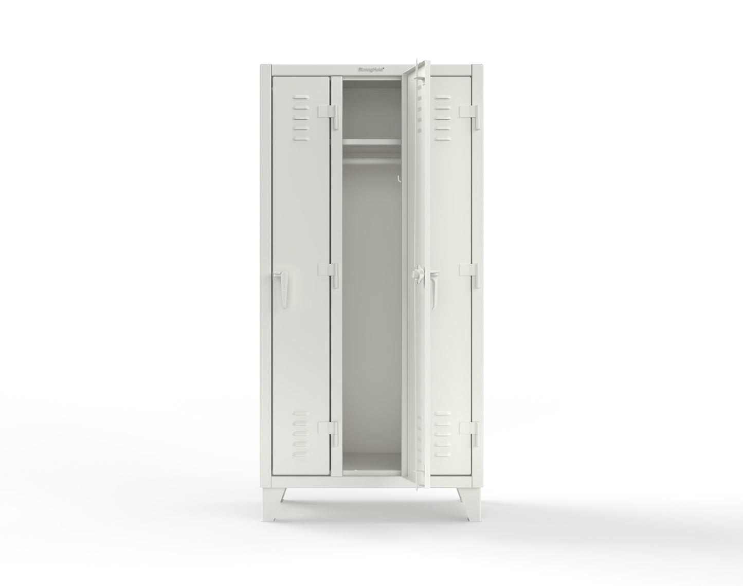 Extreme Duty 12 GA Single-Tier Locker with 3 Compartments, Louvered Doors, Wardrobe Rod - 38 in. W x 18in. D x 78 in. H - 36-18-1TSL-9003