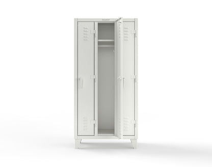 Extreme Duty 12 GA Single-Tier Locker with 3 Compartments, Louvered Doors, Wardrobe Rod - 38 in. W x 18in. D x 78 in. H - 36-18-1TSL-9003