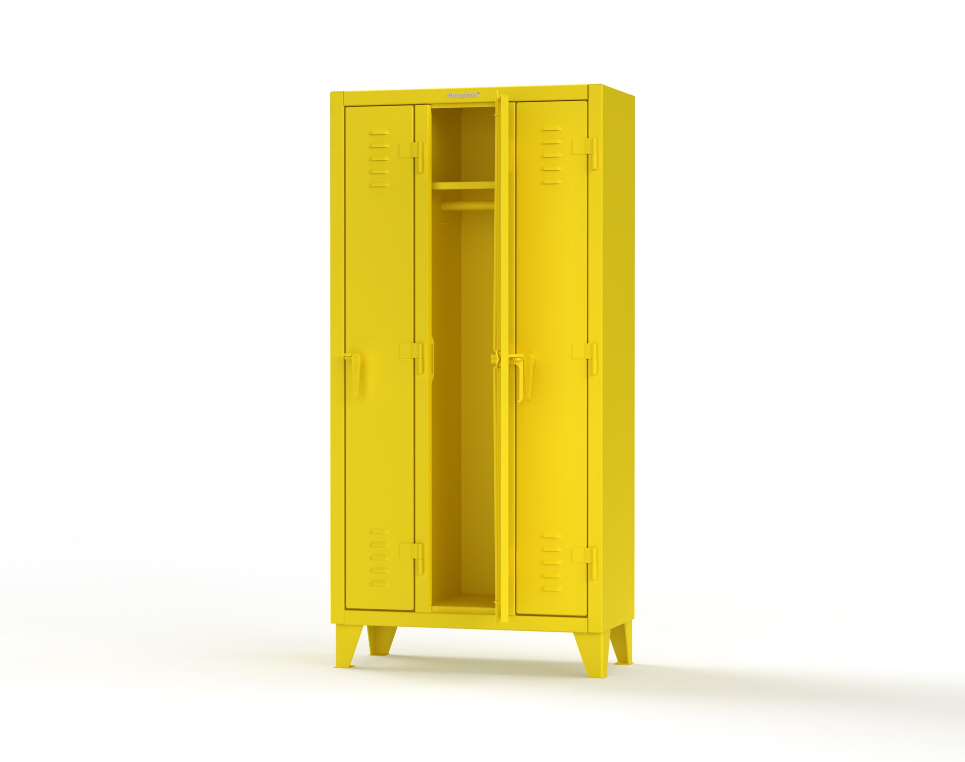 Extreme Duty 12 GA Single-Tier Locker with 3 Compartments, Louvered Doors, Wardrobe Rod - 38 in. W x 18in. D x 78 in. H - 36-18-1TSL-1023