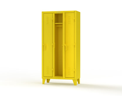 Extreme Duty 12 GA Single-Tier Locker with 3 Compartments, Louvered Doors, Wardrobe Rod - 38 in. W x 18in. D x 78 in. H - 36-18-1TSL-1023
