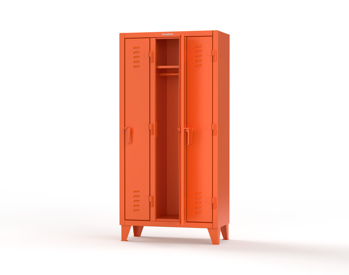 Extreme Duty 12 GA Single-Tier Locker with 3 Compartments, Louvered Doors, Wardrobe Rod - 38 in. W x 18in. D x 78 in. H - 36-18-1TSL-2004