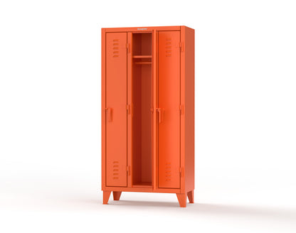 Extreme Duty 12 GA Single-Tier Locker with 3 Compartments, Louvered Doors, Wardrobe Rod - 38 in. W x 18in. D x 78 in. H - 36-18-1TSL-2004