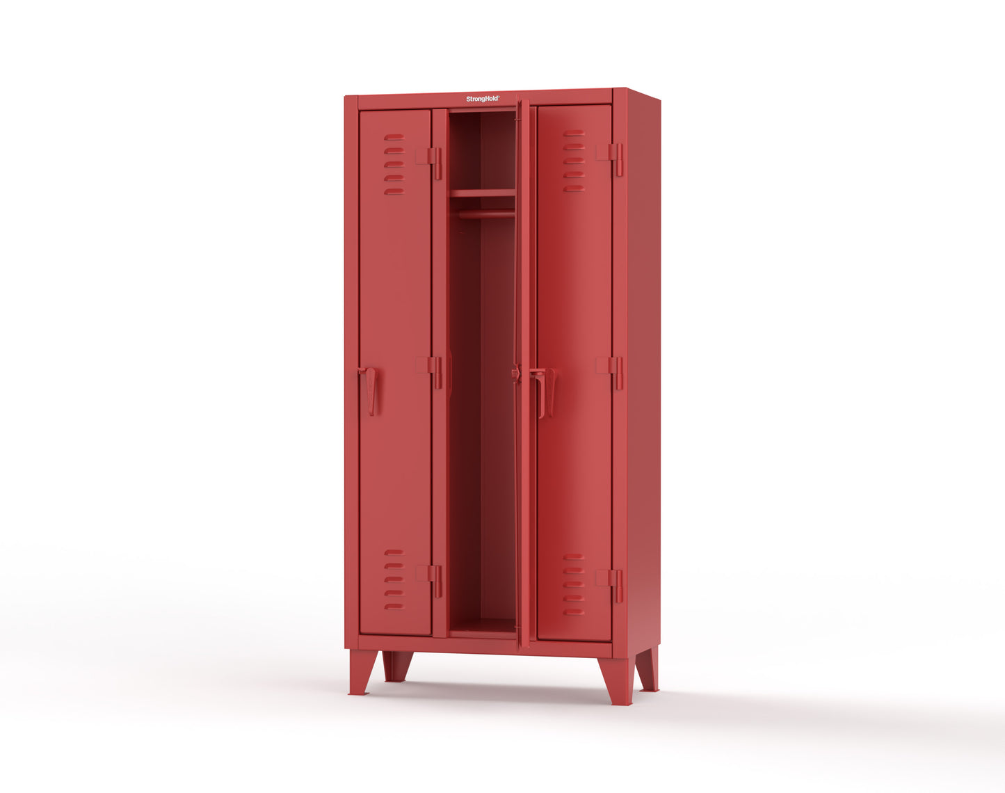 Extreme Duty 12 GA Single-Tier Locker with 3 Compartments, Louvered Doors, Wardrobe Rod - 38 in. W x 18in. D x 78 in. H - 36-18-1TSL-3001