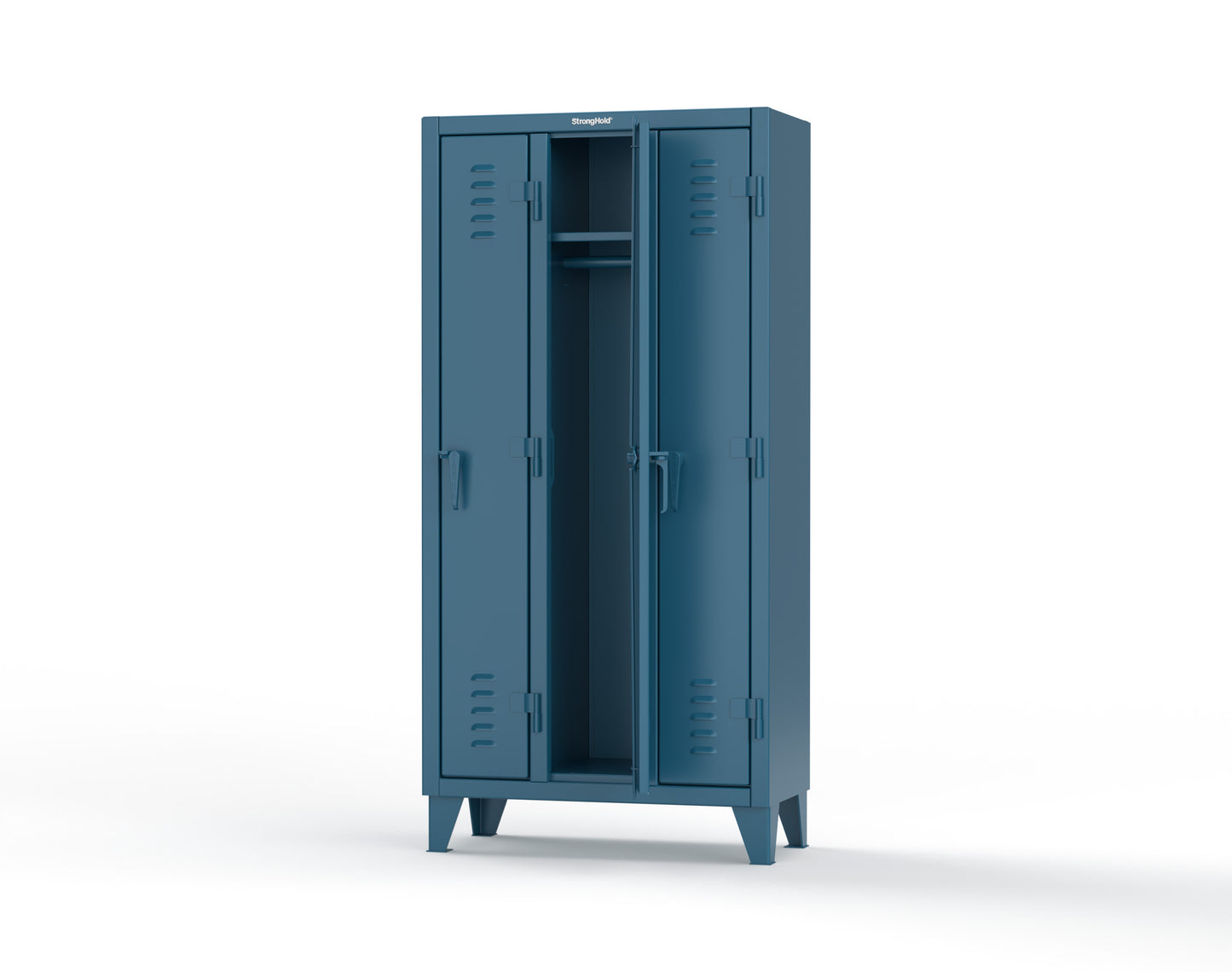 Extreme Duty 12 GA Single-Tier Locker with 3 Compartments, Louvered Doors, Wardrobe Rod - 38 in. W x 18in. D x 78 in. H - 36-18-1TSL-5010