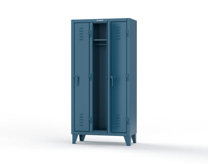 Extreme Duty 12 GA Single-Tier Locker with 3 Compartments, Louvered Doors, Wardrobe Rod - 38 in. W x 18in. D x 78 in. H - 36-18-1TSL-5010