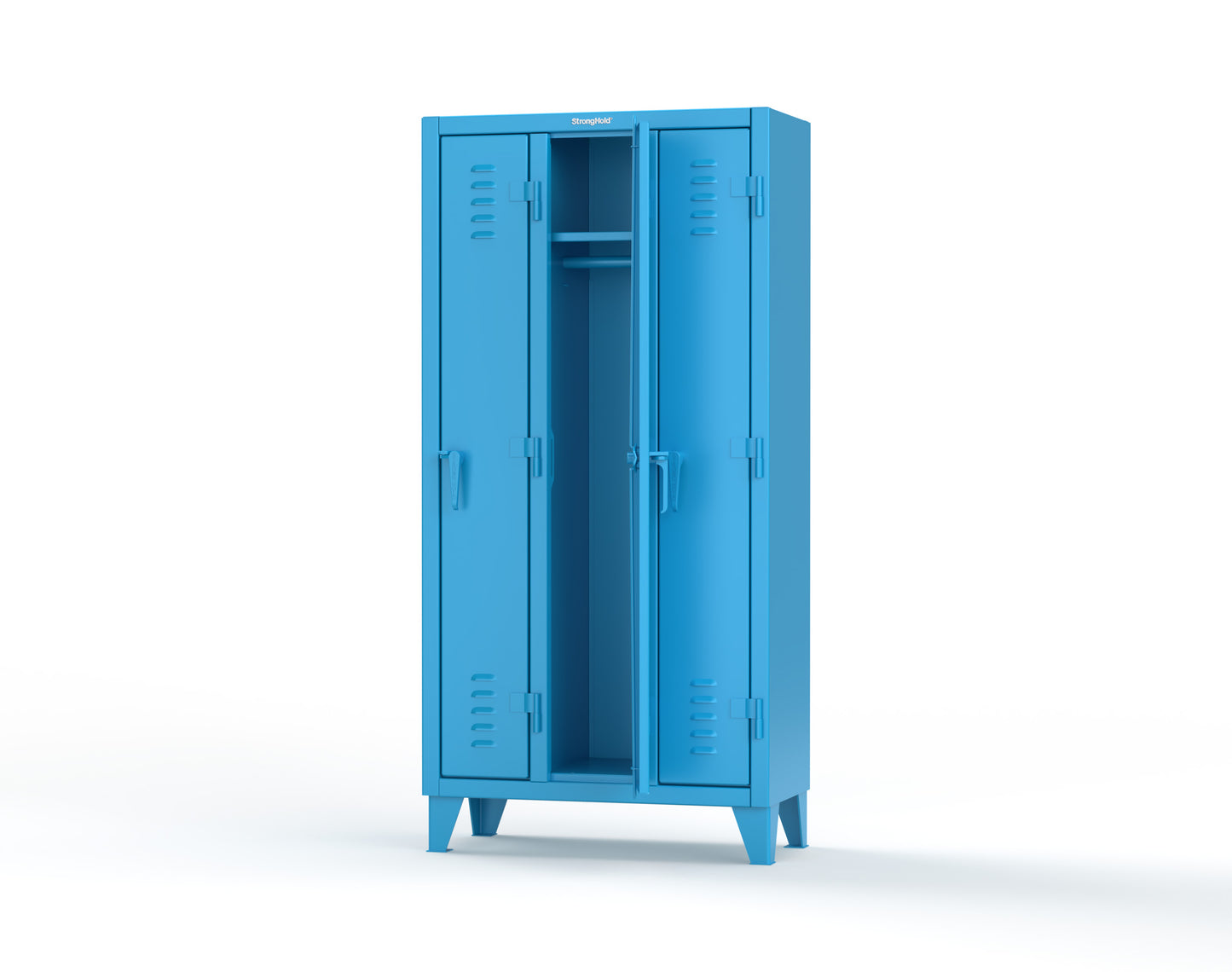 Extreme Duty 12 GA Single-Tier Locker with 3 Compartments, Louvered Doors, Wardrobe Rod - 38 in. W x 18in. D x 78 in. H - 36-18-1TSL-5012