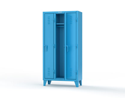 Extreme Duty 12 GA Single-Tier Locker with 3 Compartments, Louvered Doors, Wardrobe Rod - 38 in. W x 18in. D x 78 in. H - 36-18-1TSL-5012