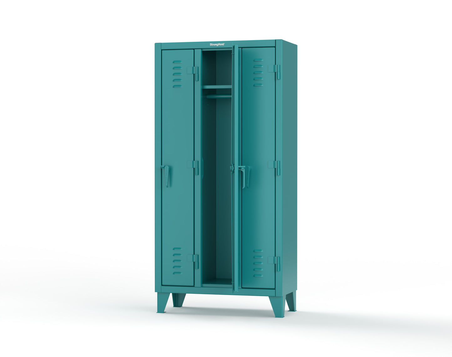 Extreme Duty 12 GA Single-Tier Locker with 3 Compartments, Louvered Doors, Wardrobe Rod - 38 in. W x 18in. D x 78 in. H - 36-18-1TSL-5021