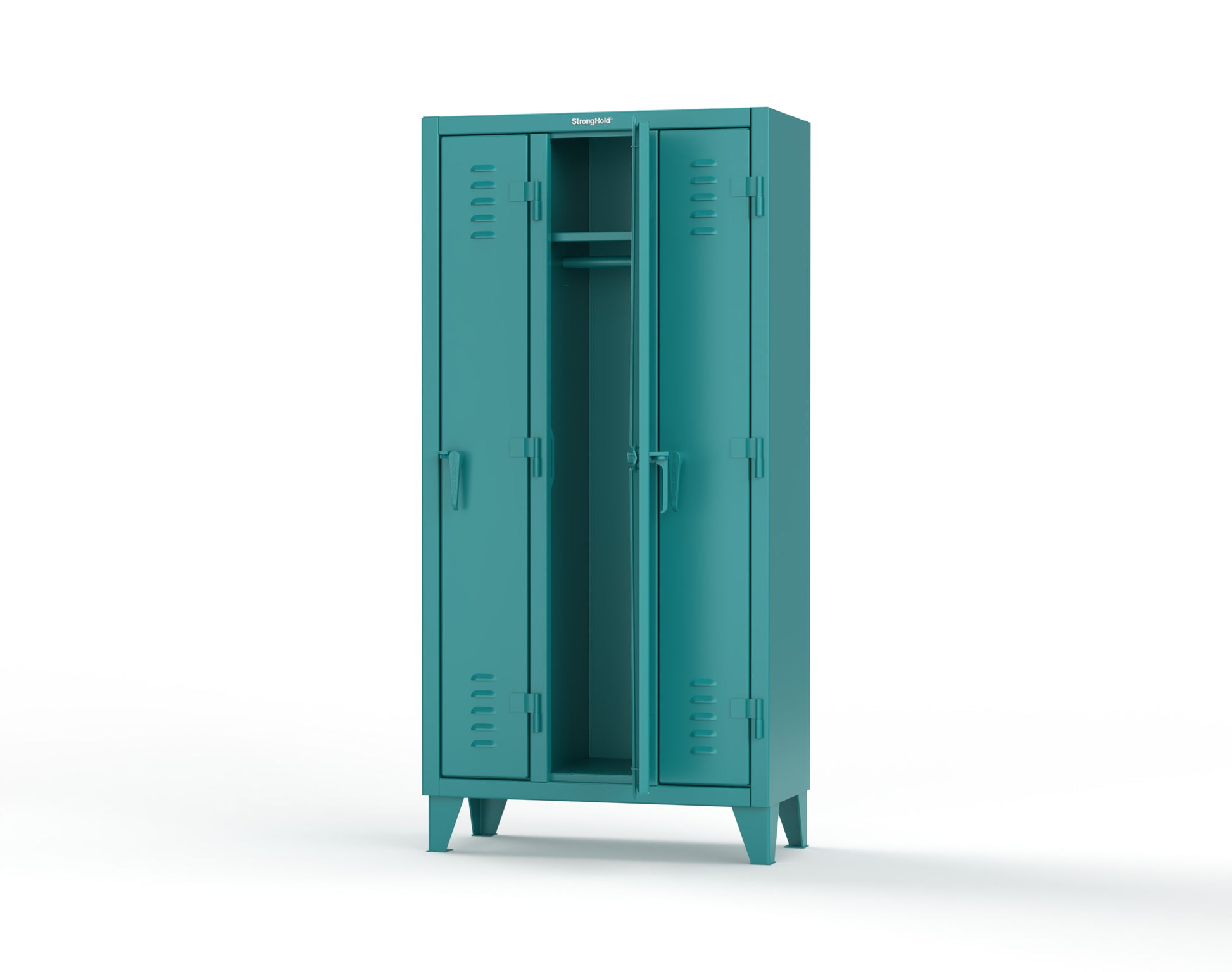 Extreme Duty 12 GA Single-Tier Locker with 3 Compartments, Louvered Doors, Wardrobe Rod - 38 in. W x 18in. D x 78 in. H - 36-18-1TSL-5021