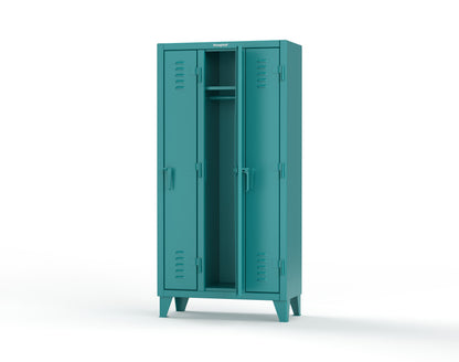 Extreme Duty 12 GA Single-Tier Locker with 3 Compartments, Louvered Doors, Wardrobe Rod - 38 in. W x 18in. D x 78 in. H - 36-18-1TSL-5021