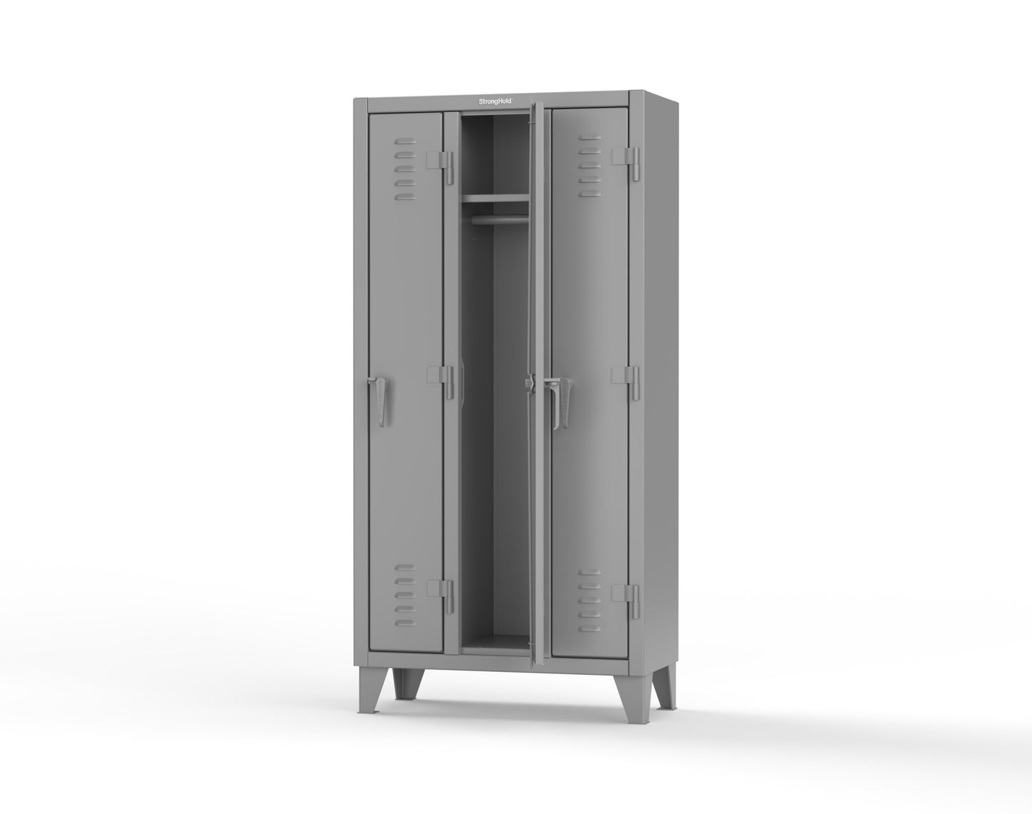 Extreme Duty 12 GA Single-Tier Locker with 3 Compartments, Louvered Doors, Wardrobe Rod - 38 in. W x 18in. D x 78 in. H - 36-18-1TSL-7037
