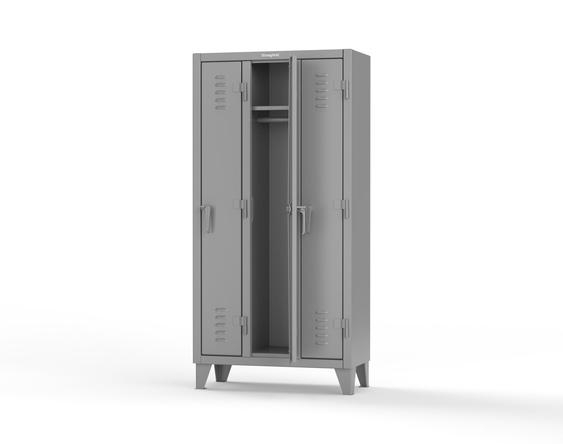 Extreme Duty 12 GA Single-Tier Locker with 3 Compartments, Louvered Doors, Wardrobe Rod - 38 in. W x 18in. D x 78 in. H - 36-18-1TSL-7037