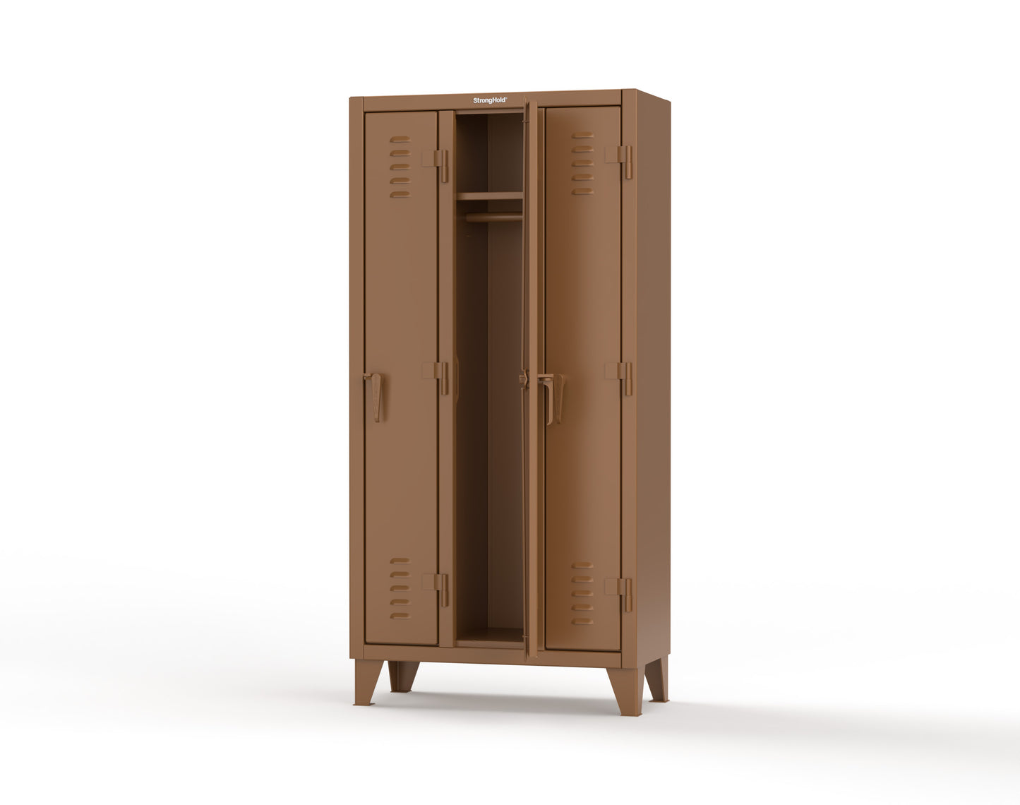 Extreme Duty 12 GA Single-Tier Locker with 3 Compartments, Louvered Doors, Wardrobe Rod - 38 in. W x 18in. D x 78 in. H - 36-18-1TSL-8025