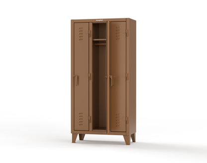 Extreme Duty 12 GA Single-Tier Locker with 3 Compartments, Louvered Doors, Wardrobe Rod - 38 in. W x 18in. D x 78 in. H - 36-18-1TSL-8025